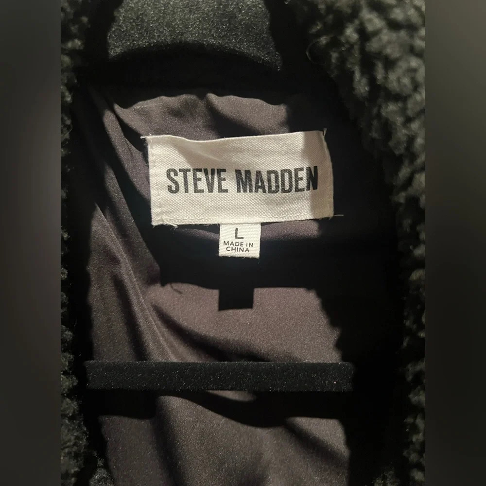 Steve Madden Faux Fur Black Puffer Jacket - Picture 6 of 7